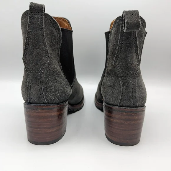 Frye Silver Gray Ankle Booties with Chunky Heel - Picture 6 of 10